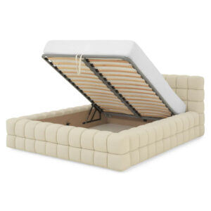 Paturi tapițate cu somieră rabatabilă și ladă de depozitare